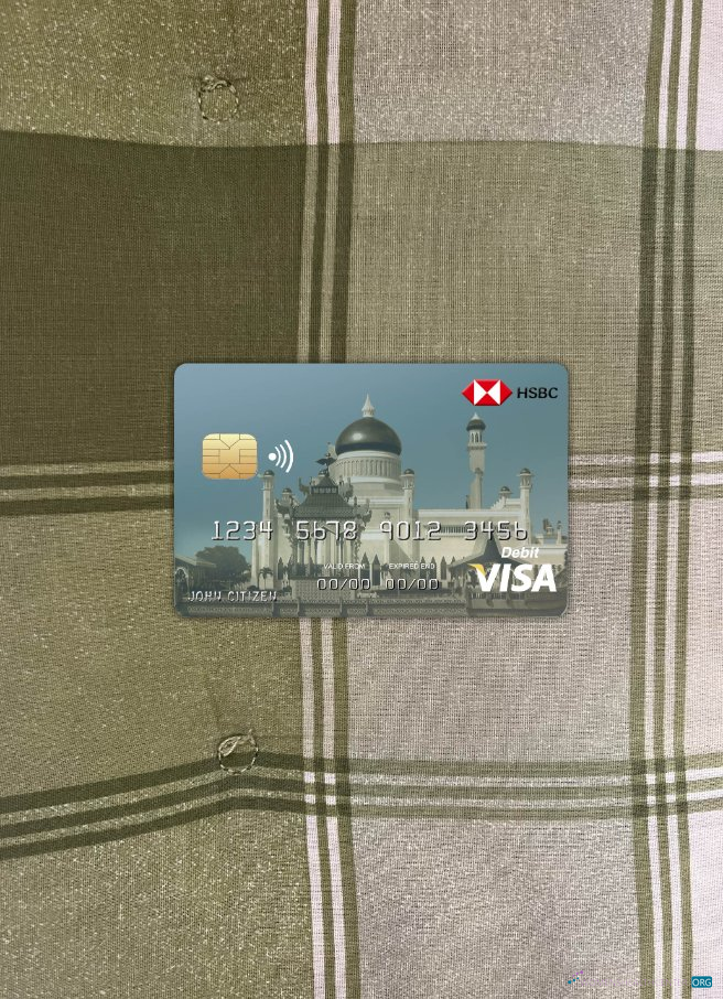 Download Brunei HSBC bank visa card photolook front Photoshop template